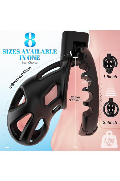 8-Size Adjustable Male Chastity Cage Set